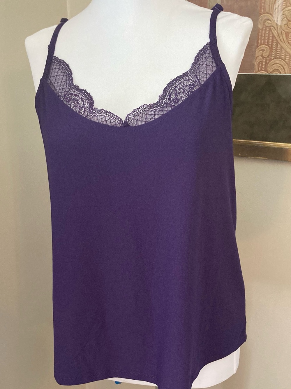 NWT Maurices Royal Purple Lace-Trim Camisole Sz Large Soft Flowy Layering